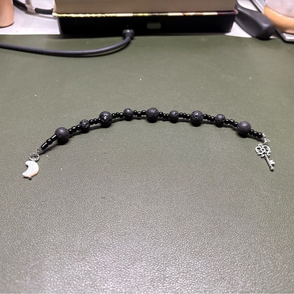 Handmade Other - Goddess Inspired Black Beaded Bracelet with Moon and Key Charms